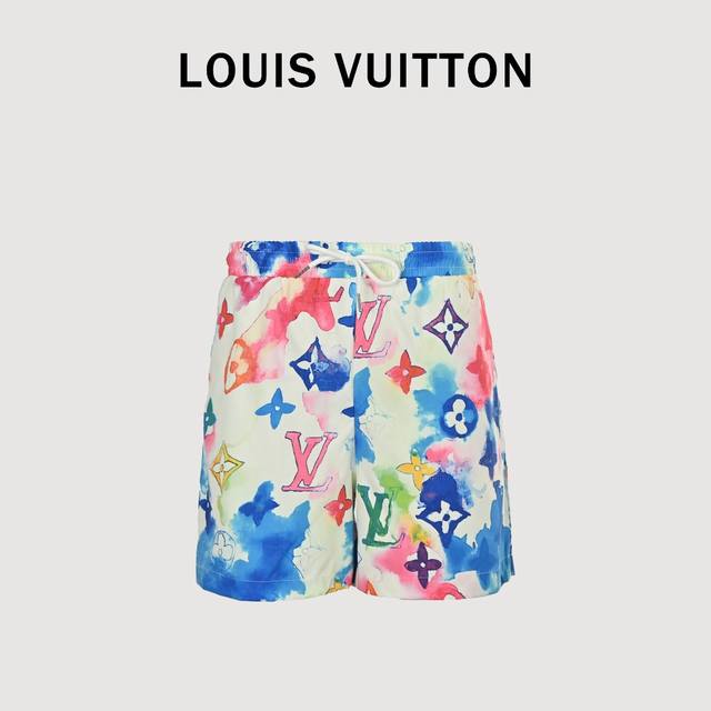 Louis Vuitton 路易威登 25Ss 满印老花水墨渲染沙滩短裤 面料为定制密纺科技面料轻薄面，上身丝滑透气。印花采用活性数码印花 做到真正无手感 非涂