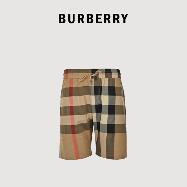 Burberry 巴宝莉 经典条纹格子短裤 面料原版天丝棉梭织定制，功能性斜纹面料，百分百定位对条对格，非常耗时废料， 密度手感和原版达到一致，松紧腰搭配，轻松