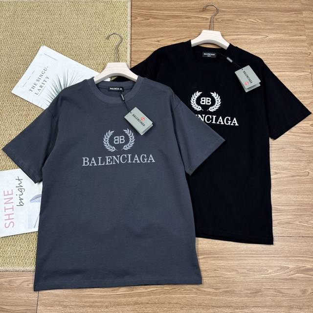 Balenciaga 巴黎世家双B印花麦穗圆领中袖T恤 - 全新版本出货！