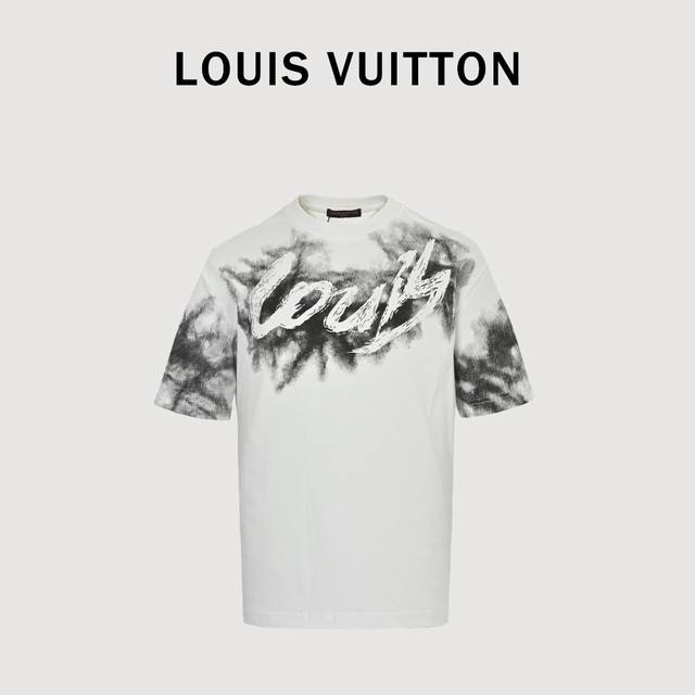 Louis Vuitton 路易威登 25Ss 涂鸦手绘字母渲染印花短袖 面料采用280克重精梳棉，定制32支1*1螺纹，成衣两遍水洗处理，面料舒适亲肤无异感，