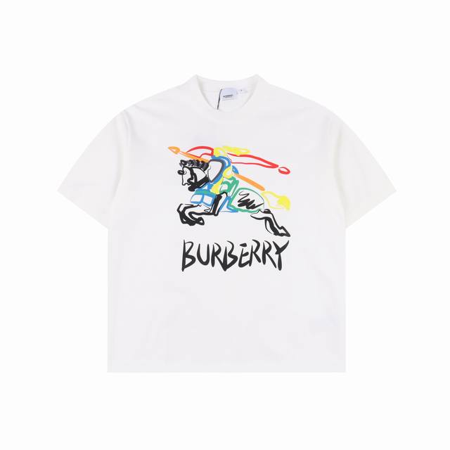 Burberry 巴宝莉 25Ss 彩色战马短袖T恤 面料采用定制240G 26支特滑双股精棉平纹高密无尘全棉布料。前幅高密度加厚，走线平整，代工品质，全套定制