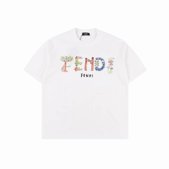 Fendi 芬迪 25Ss 花卉短袖T恤 面料采用定制240G 26支特滑双股精棉平纹高密无尘全棉布料。前幅高密度加厚，走线平整，代工品质，全套定制辅料。 尺码