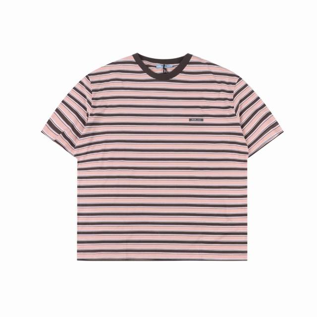Prada 普拉达 25Ss 粉色条纹短袖 原版8500购入，定制 G全棉60支双股尊享条纹料，人体学立体裁剪，手工红外线画线口袋，口袋位置标签的精准定位与标记