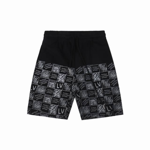 Louis Vuitton 路易威登 25Ss 满印棋盘格Logo数码直喷短裤 选用定制400克毛圈面料，质感厚实，不仅能保证穿着的舒适度，提供柔软亲肤的体验，