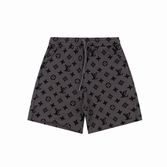 Louis Vuitton 路易威登 24Ss 老花植绒满印Logo短裤 严禁机洗，只能手洗，花型处采用进口绒才能体现出原板的绒高和密度，运用进口环保超强胶水粘