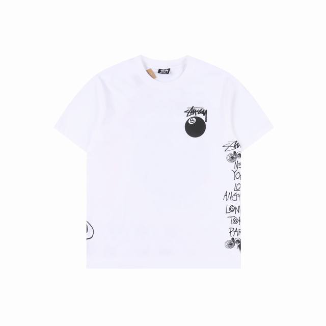 Stussy斯图西 涂鸦黑八台球印花短袖 尺码：S-Xl