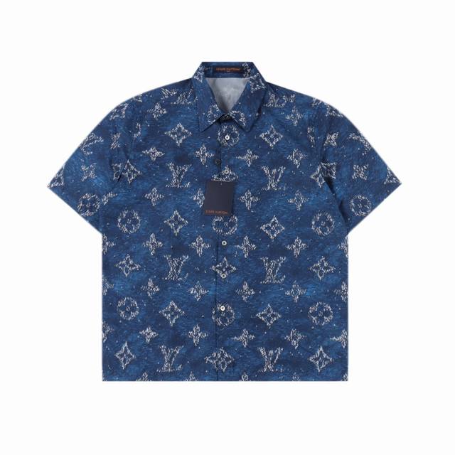 Louis Vuitton Lv Monogram蓝印染沙滩短袖衬衫 正品10 购入，采用高密度棉质府绸，75D衬布，布匹直喷，定位裁床，高温预缩，定制1：1纽