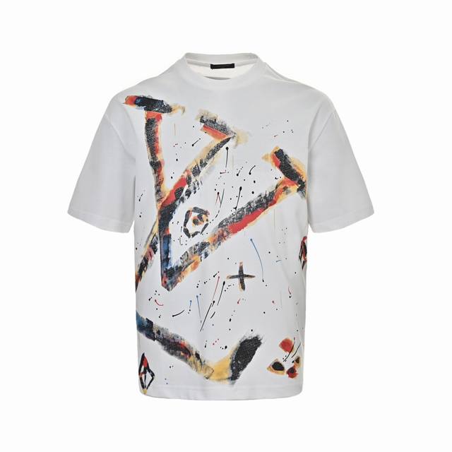 Louis Vuitton 路易威登 25Ss 泼墨涂鸦印花短袖 三标齐全 采用高克重克重纯棉面料！手感非常舒服 Os落肩版型，时尚又个性，超级百搭的一款！螺纹