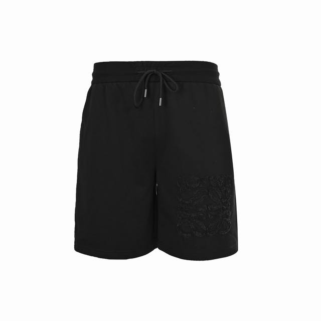 Loewe 罗意威 25Ss 刺绣徽标短裤 面料采用360克刷毛面料，订染颜色后整蚀毛处理，对照原版做丝滑超柔处理，布面肌理股线清晰明显，垂感一级棒，做工精致都