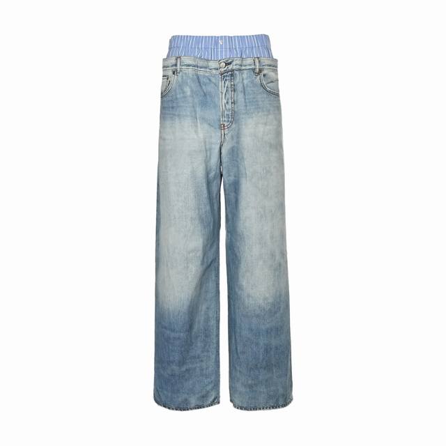 Acne Studios 25Ss 双腰拼接打印假牛仔裤 以极简美学重塑夏日轻盈，精准匹配原版165G类牛津布，市面罕有面料，克重肌理与底色均1:1还原，轻薄垂