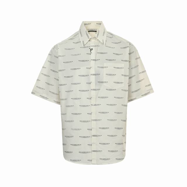 Balenciaga 巴黎世家 25Ss 满印字母徽标短袖衬衫 采用棉质面料制作 全身满印图案 男女同款 Size:46-52