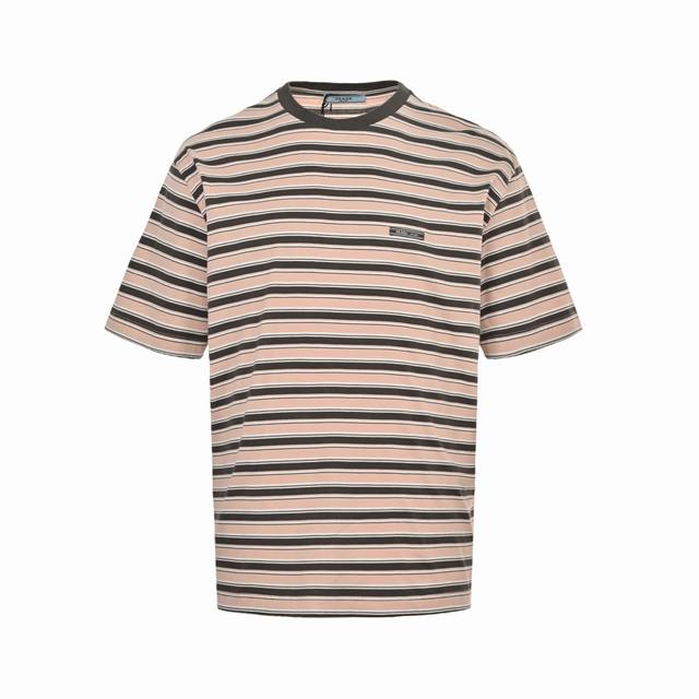 Prada 普拉达 25Ss 粉色条纹短袖 原版8500购入，定制 G全棉60支双股尊享条纹料，人体学立体裁剪，手工红外线画线口袋，口袋位置标签的精准定位与标记