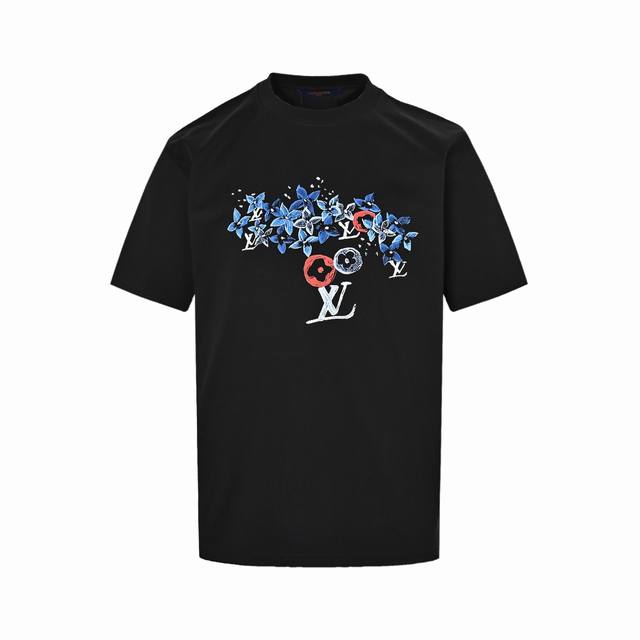 Louis Vuitton 路易威登 25Ss 手绘老花花绘印花短袖 客订300G双纱重磅面料，1:1螺纹，手感柔软舒适，上身亲肤透气，垂感佳，胸口高清数码印花