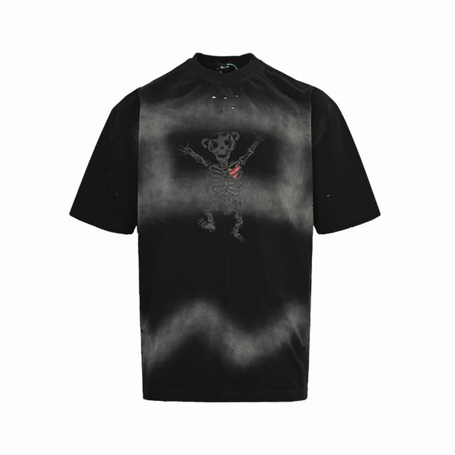 We11 Done 25Ss 骷髅印花水洗短袖 重磅320克双纱纯棉面料，高版本 Size:S-L 颜色:粉 黑