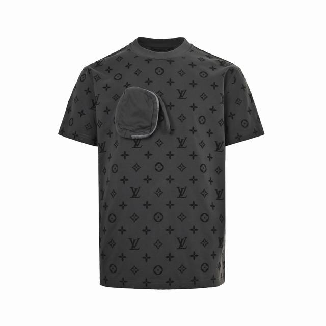 Louis Vuitton 路易威登 25Ss 粘贴口袋植绒短袖 #特殊工艺，请勿机洗 正品12999购入开发，定制26支精梳紧密双纱，领口1*1索罗纳罗纹，人