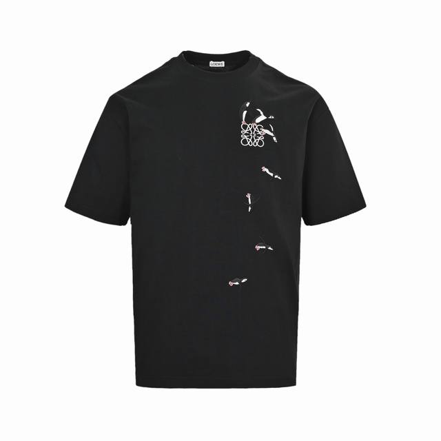Loewe 罗意威 25Ss 企鹅刺绣短袖 前幅经典Logo绣花加上小企鹅刺绣 立体饱满 后幅经典Logo刺绣 高级感十足，定制280克26支纯棉活性面料同缸染