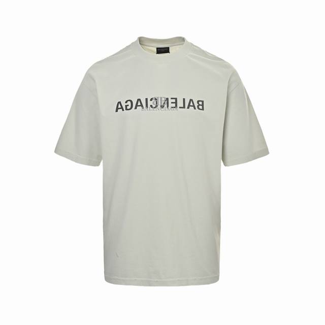 Balenciaga 巴黎世家 24Ss 叠标透印反转字母印花水洗短袖 内马尔同款 众多明星选择， 购入原版对版操作。炒雪花工艺，领口，袖口，下摆均采用破洞工艺