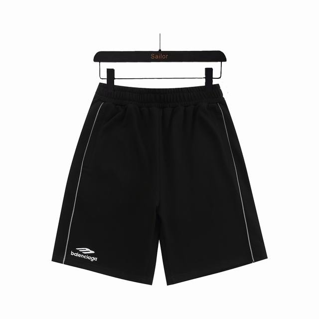 实拍细节图+尺码表 Balenciaga 巴黎世家 刺绣反光条毛圈短裤 最高版本！定制420克毛圈卫衣面料！特殊走线工艺 完全对版 辅料：开模原版过鉴定领标10