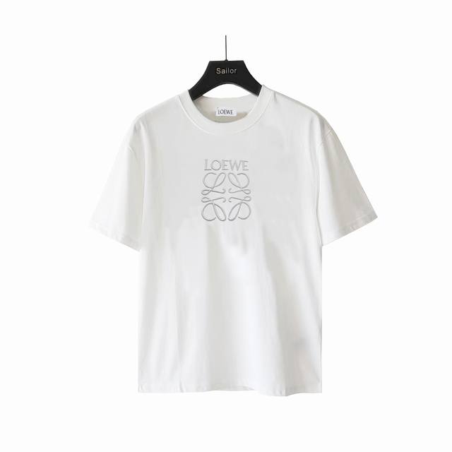 实拍细节图+尺码表 Loewe 罗意威 经典Logo刺绣短袖 240克双纱面料32支纯棉，25Ss最新最顶级 专柜款 经典个性简约拼色刺绣小标Logo 圆领短袖