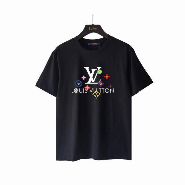 实拍细节图 +尺码表 Louis Vuitton 路易威登 彩色Logo印花短袖 定制260克同缸染面料 手感非常舒服 春夏最新砖柜同步 时尚又个性 超级百搭好