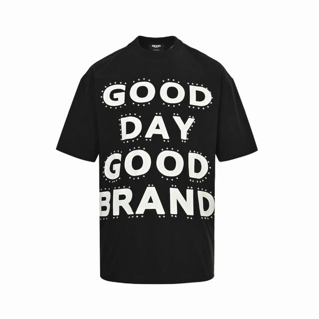 Goodbrand 25Ss Allday 铆钉裂纹印花宽松短袖 男女同款 颜色：黑色 Size:S-Xl