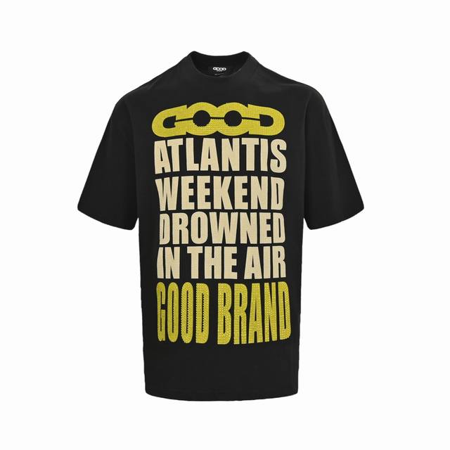 Goodbrand 25Ss 烫钻字母印花Logo短袖 男女同款 350克重面料 颜色：黑色 白色 Size:S-Xl