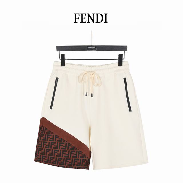 Fendi 芬迪 25Ss 压胶拉链口袋拼接双F织花短裤 定制面料采用威化布织法，超高端针织工艺，时尚拼接款， 百分百纯棉空气层面料，细腻亲肤，舒适透气！裤腿定