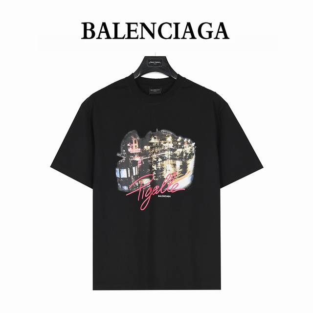 Balenciaga 巴黎世家 25Ss Pigelle夜景限定水洗破洞短袖T恤 面料采用高克重280G重精梳棉，定制1:1螺纹，面料舒适亲肤无异感， 多位磨破