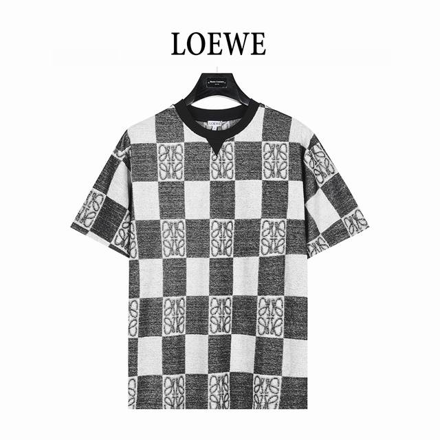 Loewe 罗意威 25Ss 毛巾棋盘格撞色图腾套装短袖T恤 专柜同款棋牌格提花毛巾短袖 ～采用毛巾面料精心制作，饰以同色调提花图案， 灵感源自八十年代复古风，