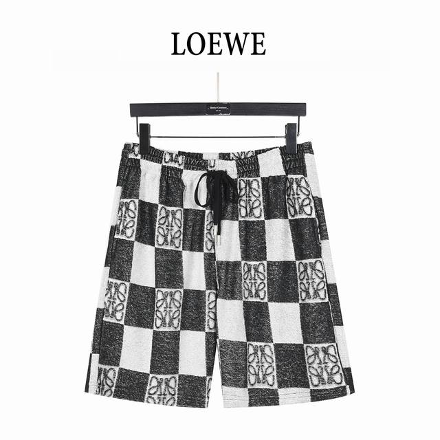 Loewe 罗意威 25Ss 毛巾棋盘格撞色图腾套装短裤 专柜同款毛圈棋牌格提花毛巾短裤，定制同缸染毛巾面料使整体高透气和柔软性的质感更加凸显， 饱满的棉质感引