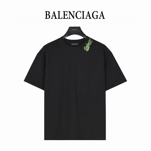 Balenciaga 巴黎世家 25Ss 双B可乐Logo多标识植绒印花短袖T恤 购入原版开模打造，全套定制辅料，所有细节完美还原 定织定染260G纯棉双纱紧密