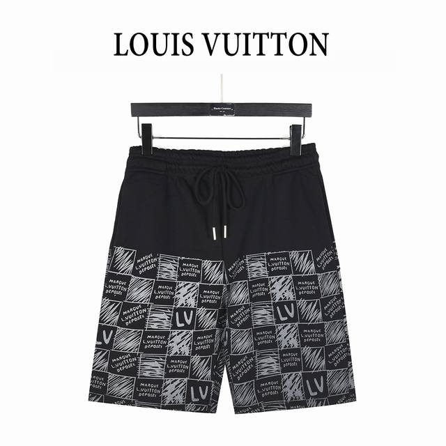 Louis Vuitton 路易威登 25Ss 满印棋盘格Logo数码直喷短裤 选用定制400克毛圈面料，质感厚实，不仅能保证穿着的舒适度，提供柔软亲肤的体验，
