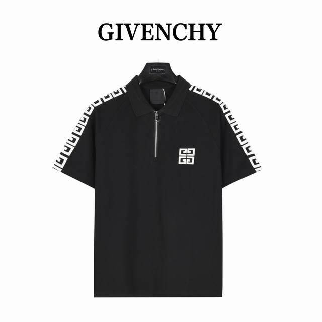 Givenchy 纪梵希 半拉链胸口四宫格Logo短袖Polo衫 选用棉质珠地网眼布，衣领为双系统提花定织扁机制成，有弹性，不变形，衣服全部原生布捆边，前胸双层