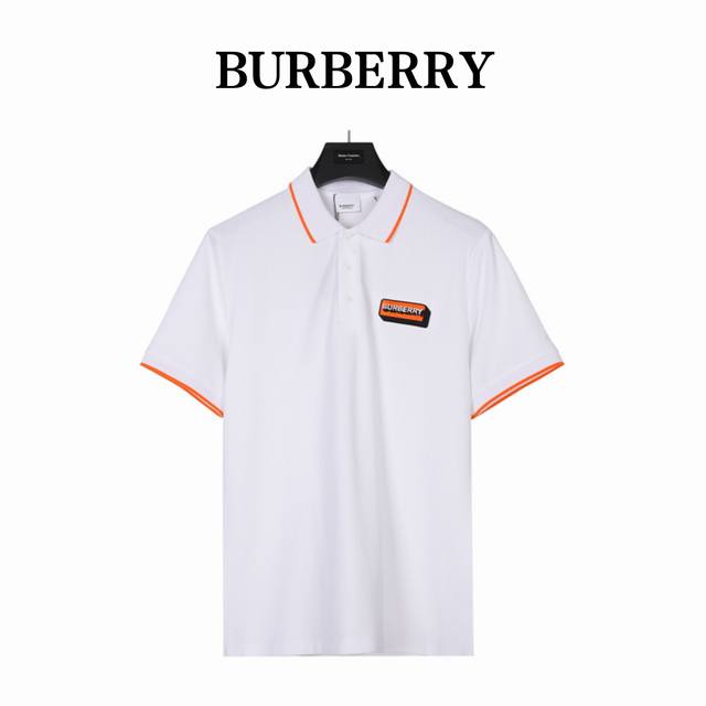 Burberry 巴宝莉 24Ss刺绣徽章短袖Polo衫 原版同步 定制进口扁机领 和袖口 前胸进口机器高密度立体刺绣Logo 采用260G高密度珠地布面料 透