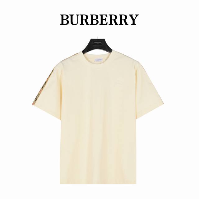 Burberry 巴宝莉 肩膀拼接交叉格纹短袖 添加杜邦公司Sorona 索罗娜 材料，亲肤性好、改善缩水，同时可以支撑面料良好的保型性.面料特性，7A抗菌，吸