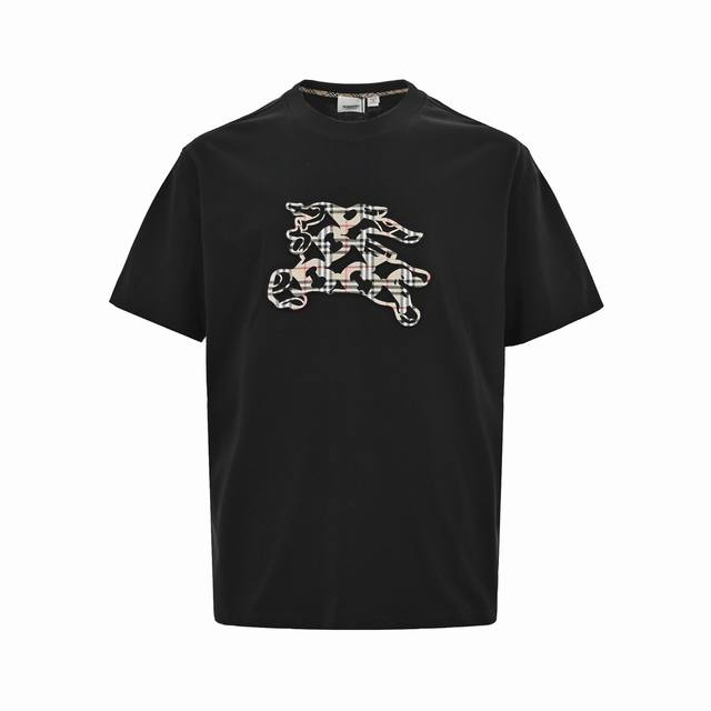 Burberry 巴宝莉 24Ss 格纹骑士战马浮雕短袖 重磅280G定制32支原版面料，采用定制定染高克重原版面料，螺纹舒适不变形，质感无敌 -1：1原版开模