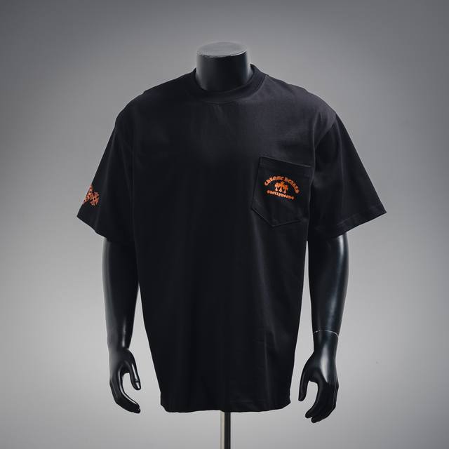 Chrome Hearts 克罗心 25Ss 橙色十字架短袖T恤 宽松版型高密度针织，面料 克双纱，1*1双纱螺纹，手感柔软舒适，不变形，Os落肩宽松版型，男女