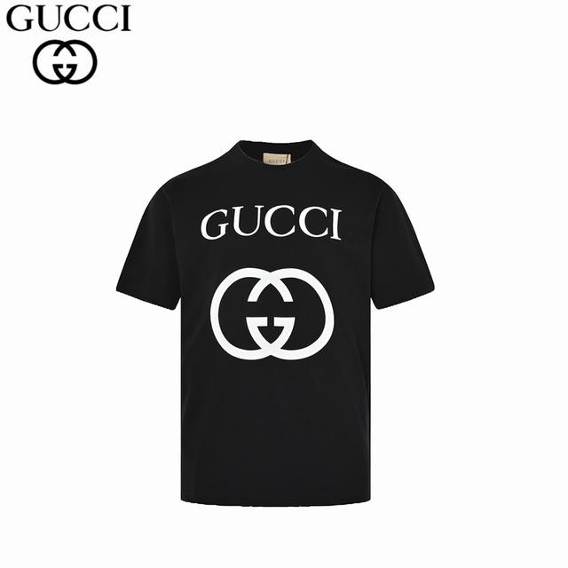 Gucci 古驰 经典双G互扣印花短袖 面料采用32支双纱平纹无尘蚀毛针织棉，原版订制染色，采用环保活性染料恒温染，保证布头跟布尾颜色色光均保持一致，搭染21S