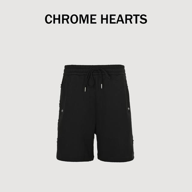 Chrome Hearts 克罗心 24Ss 贴布十字梵文串标短裤 面料采用380克毛圈纯棉材质，厚度适中，垂感十足，贴身柔和，绣花采用进口绣花机进行作业，绣花