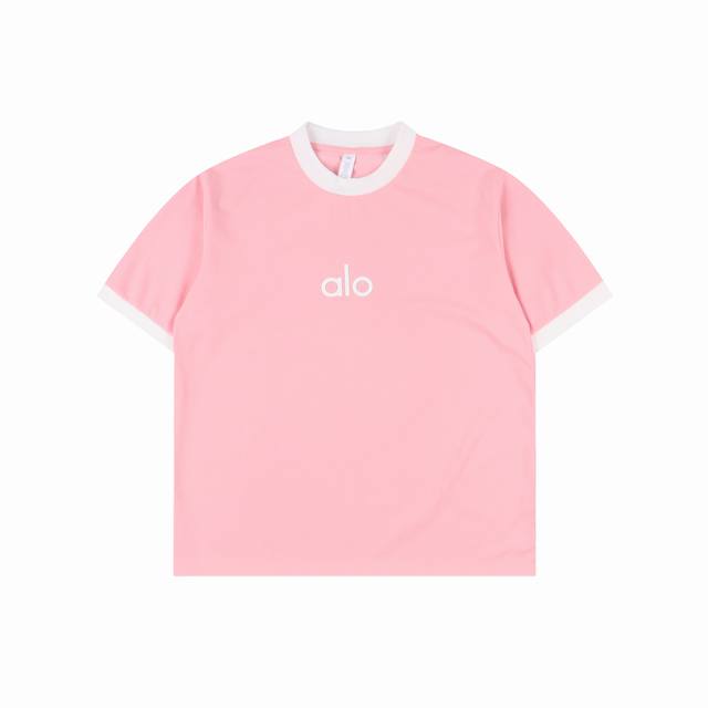 Alo 25Ss 拼色字母短袖T恤 面料采用定制240G 26支特滑双股精棉平纹高密无尘全棉布料。前幅高密度加厚，走线平整，代工品质，全套定制辅料。 尺码：S-