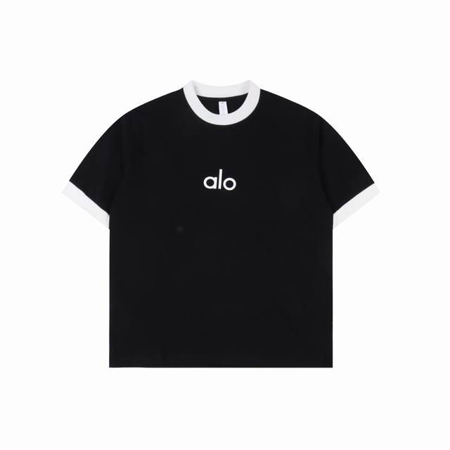 Alo 25Ss 拼色字母短袖T恤 面料采用定制240G 26支特滑双股精棉平纹高密无尘全棉布料。前幅高密度加厚，走线平整，代工品质，全套定制辅料。 尺码：S-