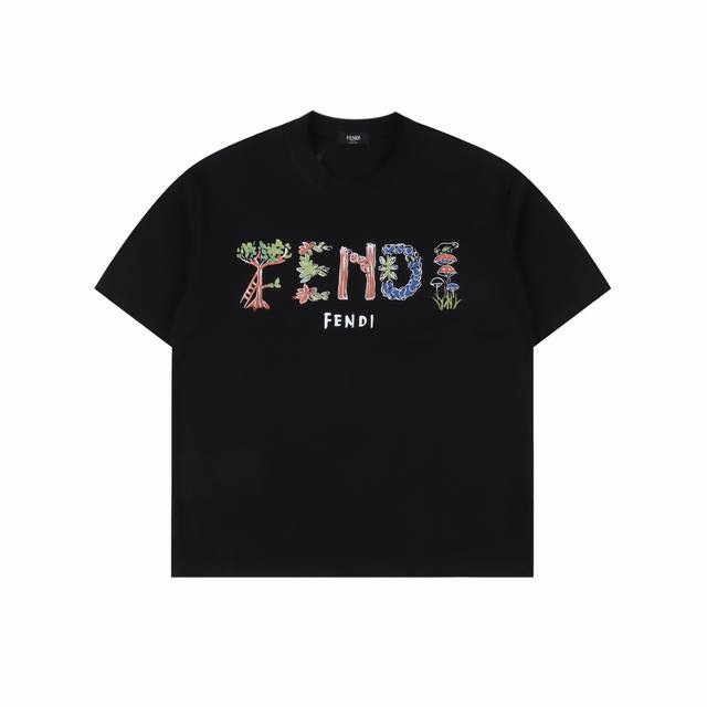 Fendi 芬迪 25Ss 花卉短袖T恤 面料采用定制240G 26支特滑双股精棉平纹高密无尘全棉布料。前幅高密度加厚，走线平整，代工品质，全套定制辅料。 尺码