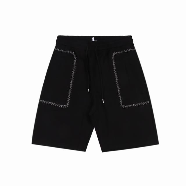 Loewe 罗意威 人字曲线刺绣 短裤 面料采用380G纯棉毛圈面料，订染颜色后整蚀毛处理，对照原版做丝滑超柔处理， 布面肌理股线清晰明显，垂感一级棒，做工精致