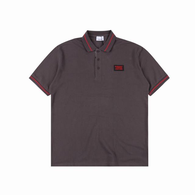 Burberry巴宝莉Bbr 胸口方标字母短袖Polo衫 衣领为双系统提花定织扁机制成，有弹性，不变形，衣服全部原生布捆边，前胸双层面筒，无明线，无散口，袖口，