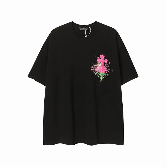 高版本Chrome Hearts克罗心 涂鸦马蹄十字印花短袖！面料使用 G克全棉双纱面料 区别于市场低克重普通货 ，纹路清晰可见，质感柔软细腻光滑，垂感十足！有