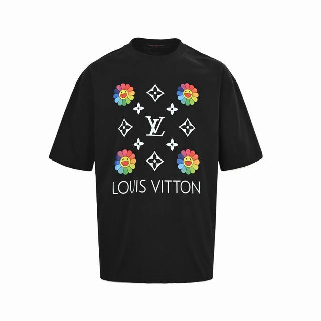 Louis Vuitton 路易威登 25Ss 村上隆太阳花短袖 面料采用定制240G 26支特滑双股精棉平纹高密无尘全棉布料。前幅高密度加厚，走线平整，代工品
