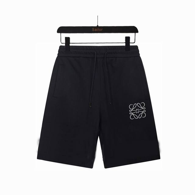 实拍细节图+尺码表 Loewe罗意威 刺绣火焰口袋休闲情侣宽松纯棉毛圈短裤 最高版本 辅料:开模原版过鉴定领标十100%真丝洗水标。正品代购级原版吊牌十配套吊绳
