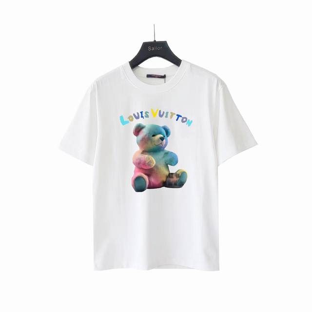 实拍细节图+尺码表 Louis Vuitton 路易威登 七彩油迪熊印花短袖T桖 原版面料 官方同款 短袖T恤 定制 260克手感非常舒服 春夏最新砖柜同步 时