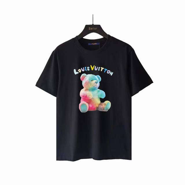 实拍细节图+尺码表 Louis Vuitton 路易威登 七彩油迪熊印花短袖T桖 原版面料 官方同款 短袖T恤 定制 260克手感非常舒服 春夏最新砖柜同步 时