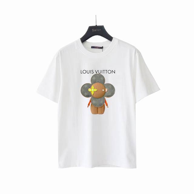 实拍细节图+尺码表 Louis Vuitton 路易威登 向日葵标识Logo印花短袖T桖 原版面料 官方同款 短袖T恤 定制 260克手感非常舒服 春夏最新砖柜